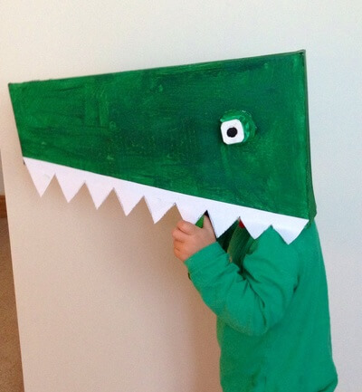 Crocodile Head Costume Craft With Cardboard For Kids