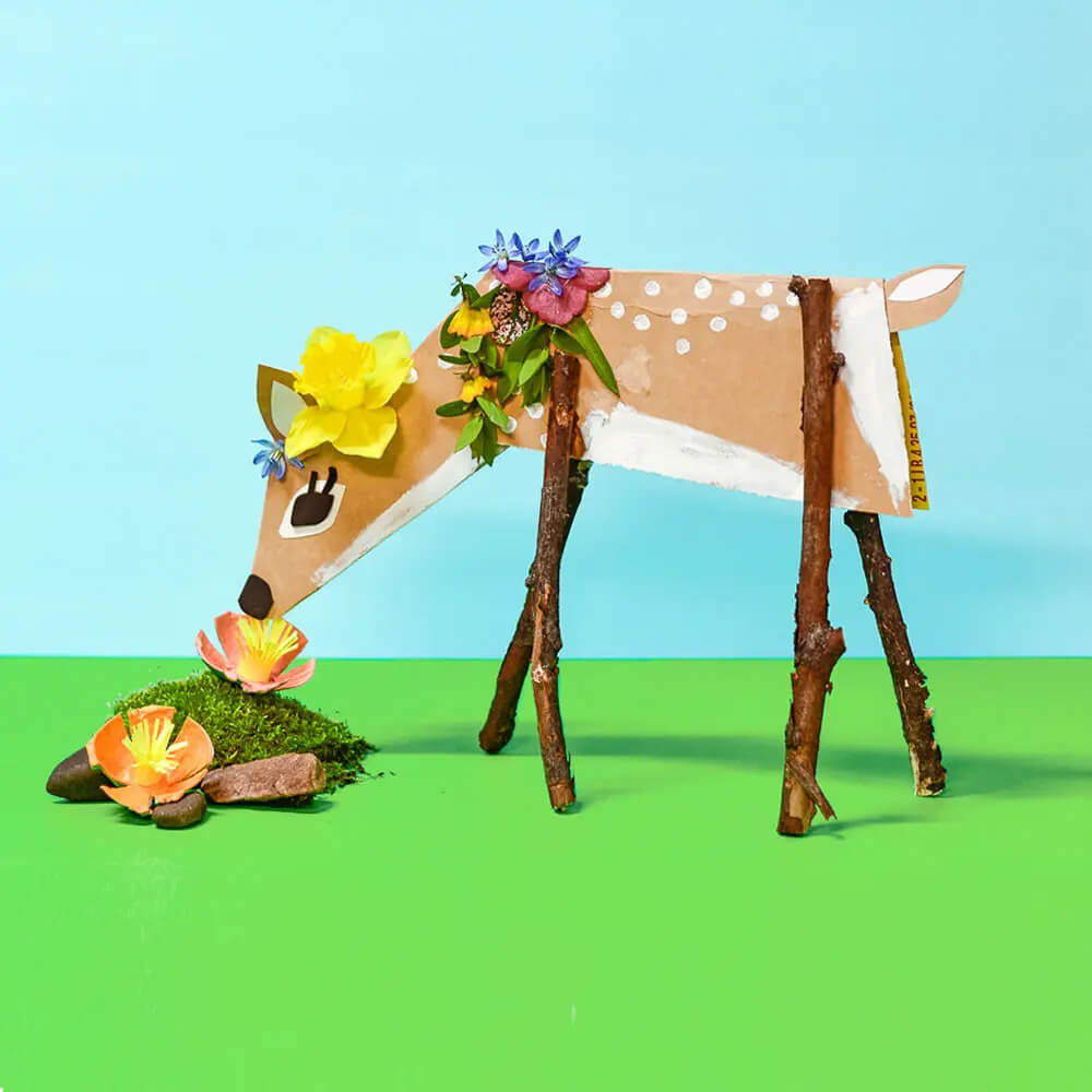 DIY Cardboard Deer Spring Craft Activity For Kids