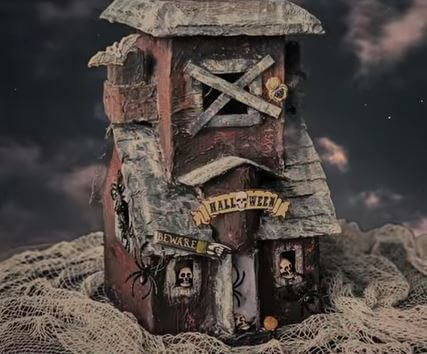 DIY Cardboard Haunted House Craft For Adults