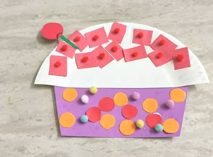 DIY Cupcake Craft Art Activity Using Paper Plate For Kids