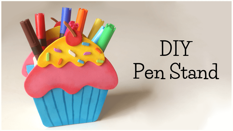 DIY  Cute Pen Stand Cupcake Craft With Cardboard