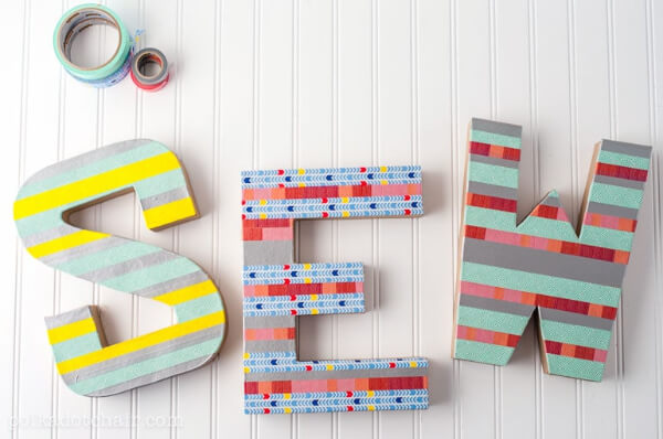 DIY Washi Paper Letter Decoration Craft Idea For Wall