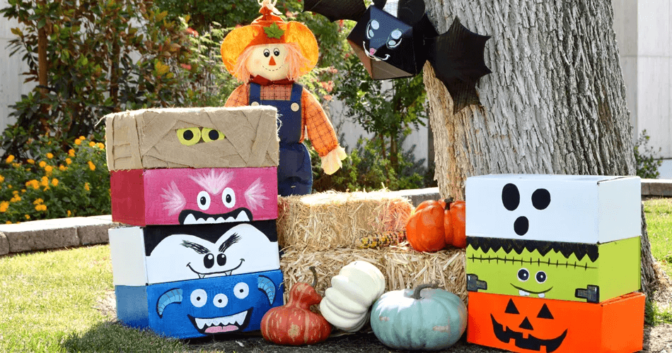 DIY Monster Boxes Halloween Craft Using Recycled Cardboard