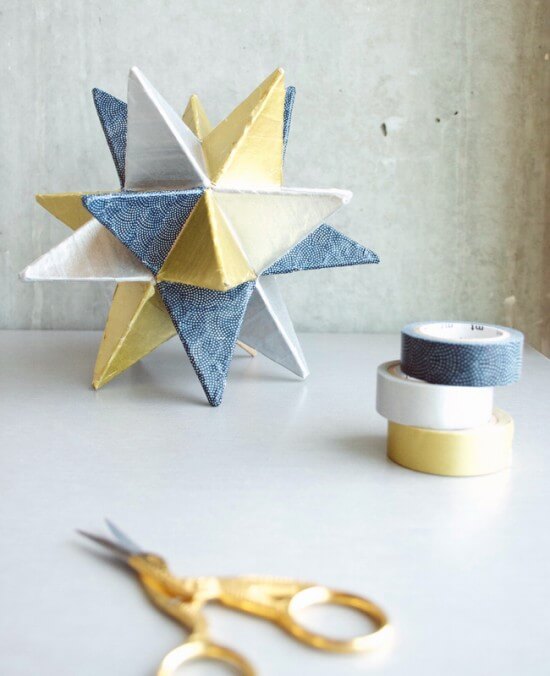 DIY Star Washi Tape Decoration Craft Idea For Christmas