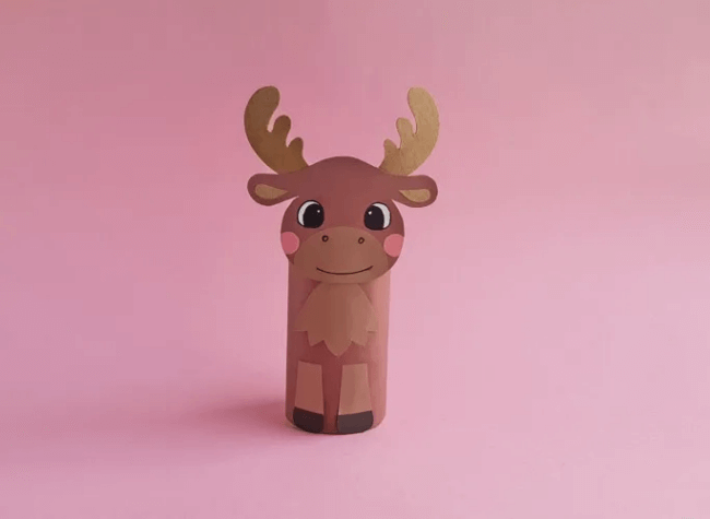 Easy & Cute Moose Craft With Cardboard Tube For Kids