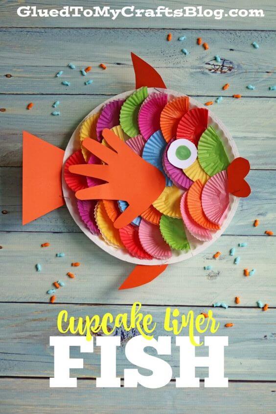 Easy Cupcake Liner Paper Plate Fish Craft For Kids