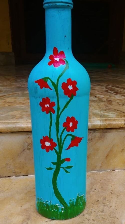 Bottle Painting Ideas For Kids Easy Flower Art Design Craft With Bottle