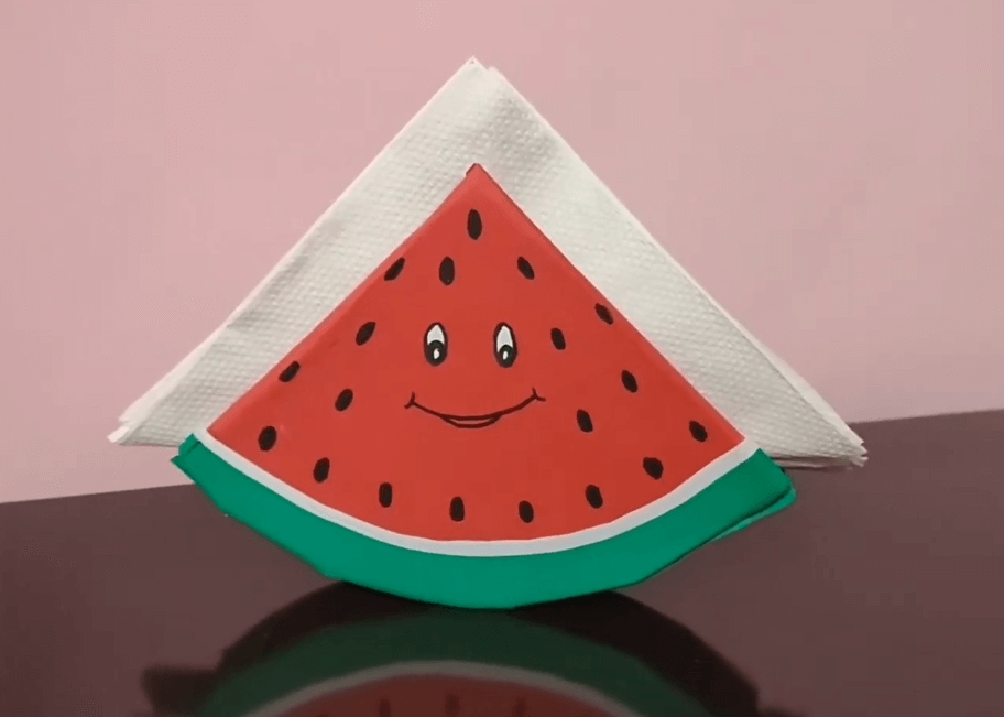 Watermelon Cardboard Crafts For Desk Organizer  Easy Tissue Holder watermelon Shape Cardboard Craft