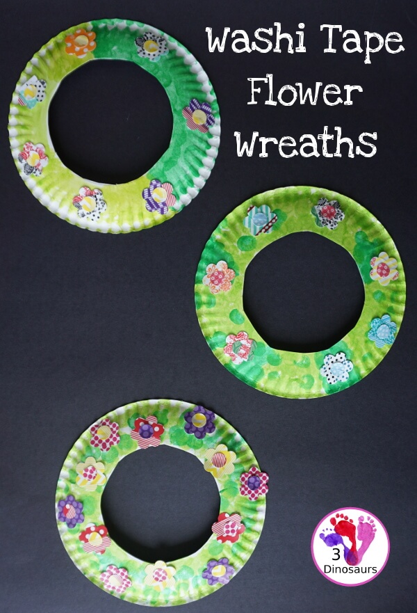 Easy To Make Washi Paper Tape Flower Wreaths Craft Activity For Kids