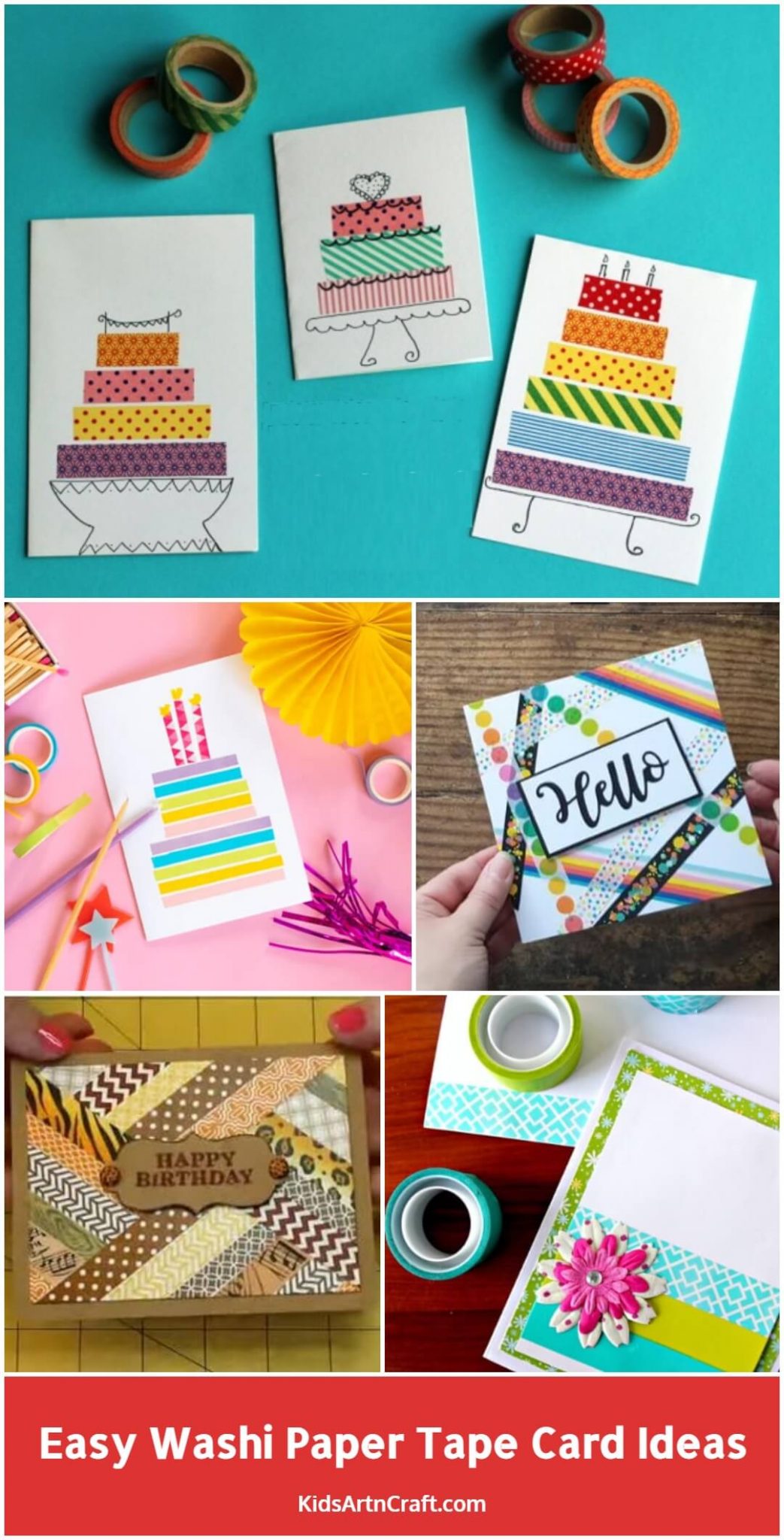 Easy Washi Paper Tape Card Ideas Kids Art & Craft
