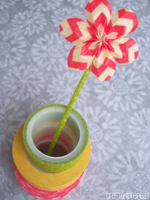 Flower Bouquet Washi Tape Craft Idea For Kids