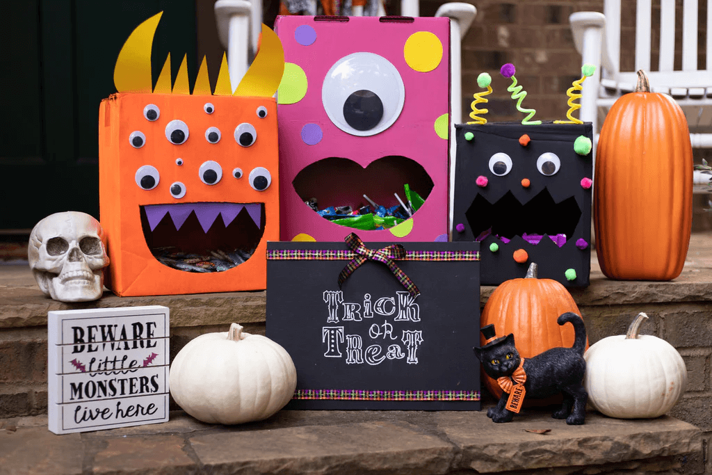 Halloween Egg Hunt Monster-Themed Cardboard Craft Idea For Kids