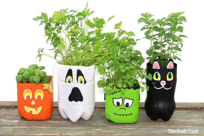 Halloween Planters Painting Craft Activity With Plastic Bottle