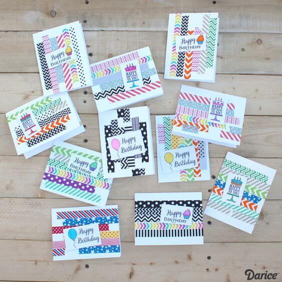 Easy Handmade Birthday Cards Ideas Using Paper & Washi Tape