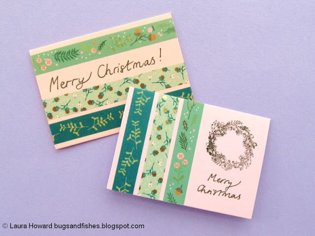 Handmade Christmas Decoration Cards Craft Using Washi Tape
