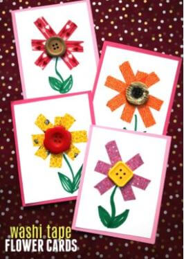 Handmade Flower Card Craft Idea For Kids