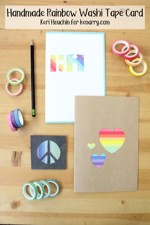 Handmade Rainbow Washi Tape Card Craft Idea For Kids