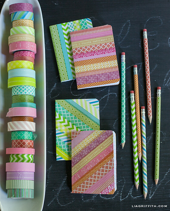 Washi Paper Tape Notebooks & Pencils Craft For Preschoolers