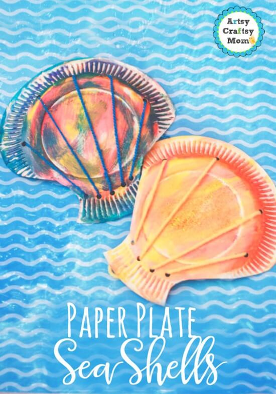 Oyster Paper Plate Crafts For Kids Paper Plate Seashell Craft Idea