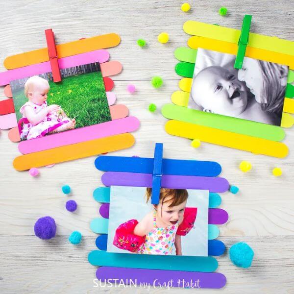 Easy Popsicle Stick Photoframe Crafts For Beginners