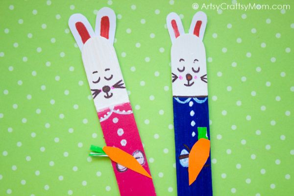 Easy Popsicle Stick Bunnies Craft For Beginners