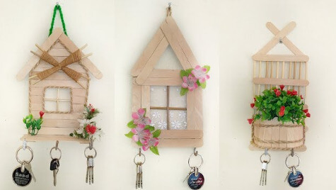 Popsicle Stick Key Holder Decoration Craft Ideas For Home