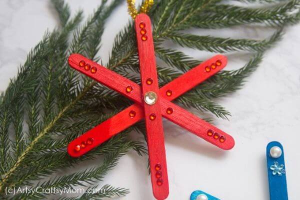 Easy Popsicle Stick Snowflake Crafts For Beginners