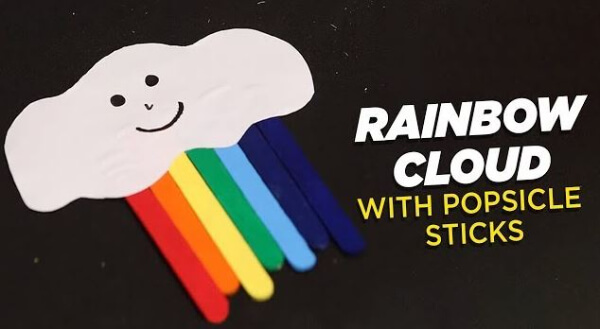 Rainbow Cloud Craft With Popsicle Sticks For Kids