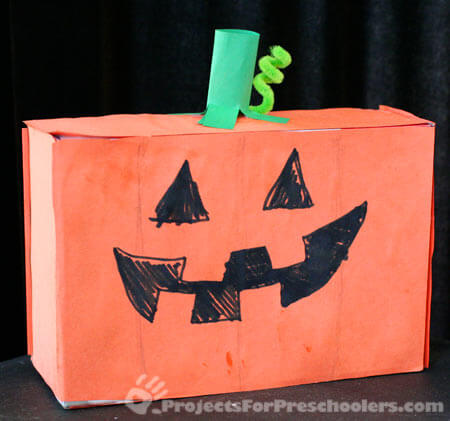 Recycled Cardboard Box Halloween Craft For Preschoolers