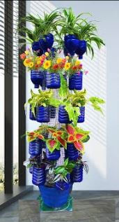 Recycled Plastic Bottle Tower Garden Craft For Planters