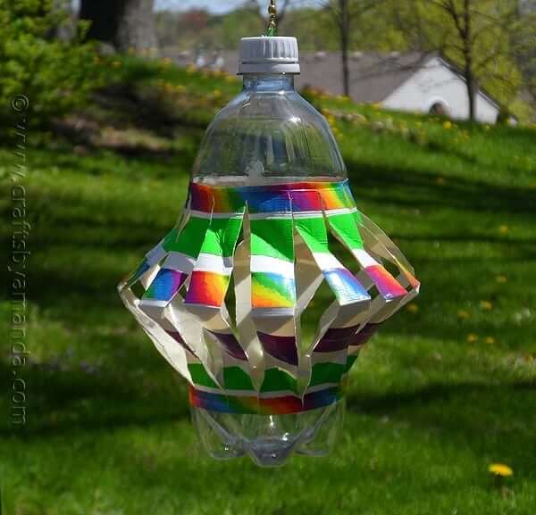 Recycled Plastic Bottle Wind Spinner Craft Idea For Kids