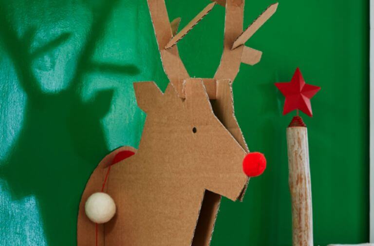 Reindeer Head Craft Using Cardboard For Kids