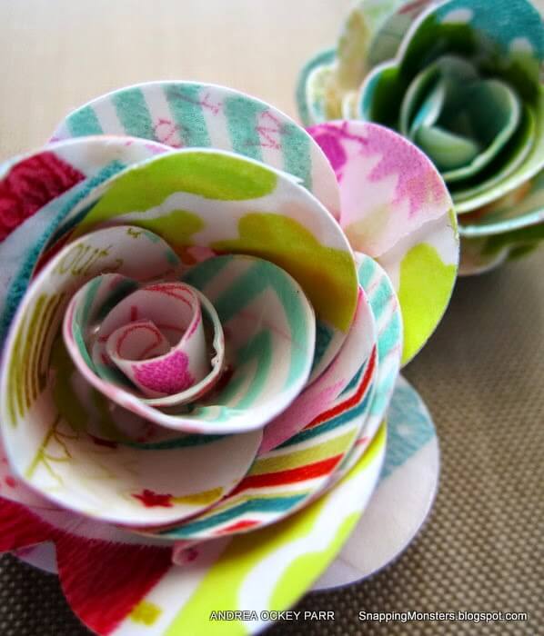 Rose Flower Craft Idea Using Washi Tape