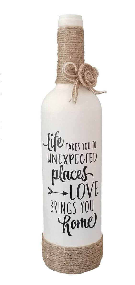 Simple Glass Bottle Painting Design With Quote