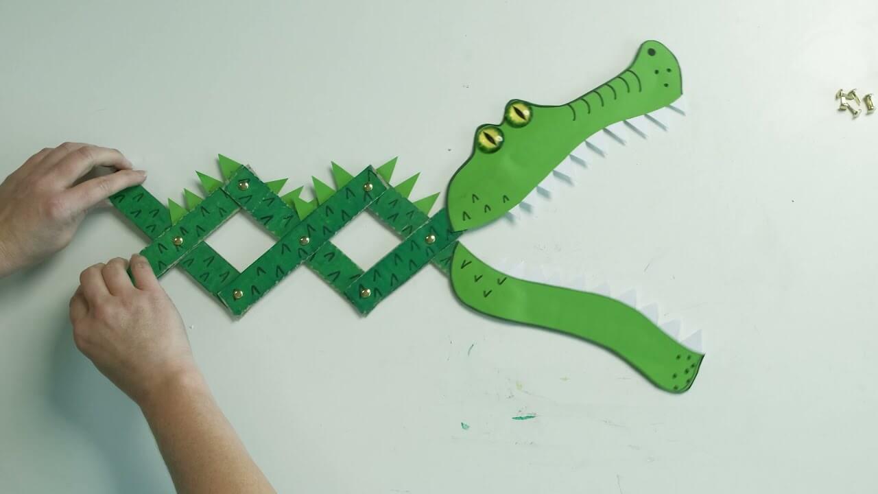 Snappy Green Crocodile Craft With Cardboard