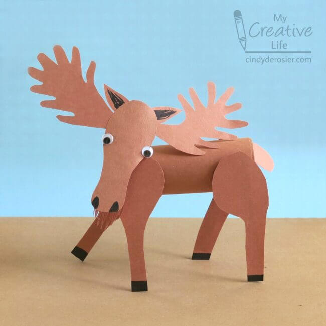 Standing Cardboard Tube Moose Craft For Kids