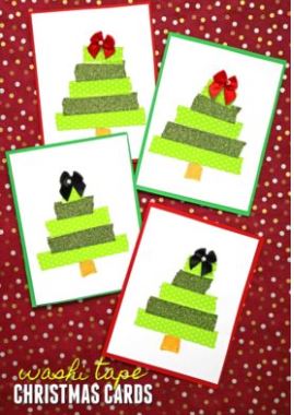 Super Easy Washi Paper Tape Decoration Cards Craft For Christmas Day