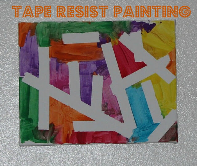 Washi Tape Resist Painting Art Idea For Kindergartners