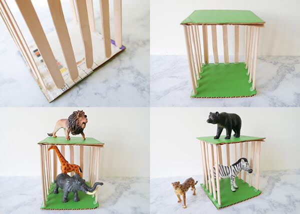 The Jungle Animal Cage With Popsicle Sticks For Kids