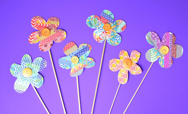 Washi Tape Flower Craft Activity For Preschoolers