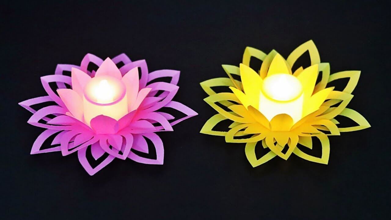 Paper Flower Candles light Decoration For Diwali