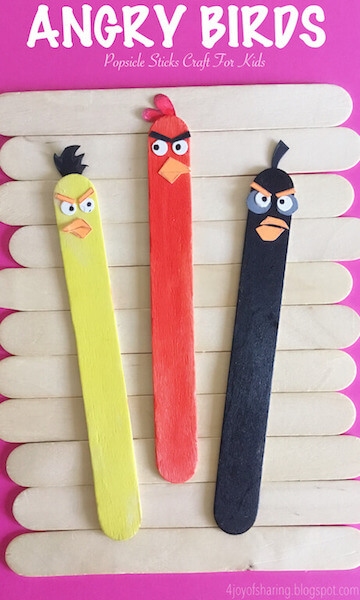 Easy Angry Birds Puppet Popsicle Stick Craft For Kids