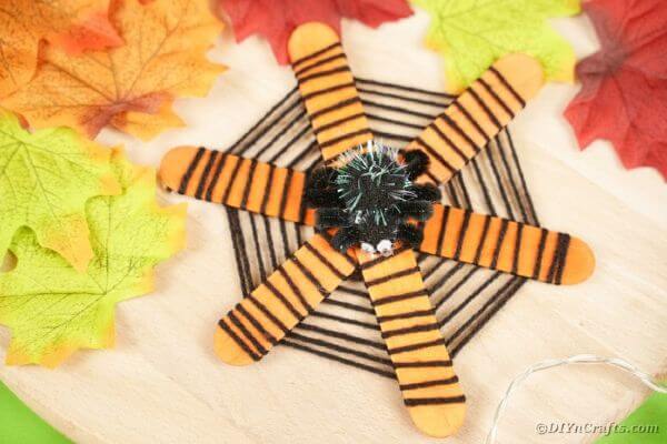 Beautiful Halloween Spider Decoration With Craft Sticks For Kids