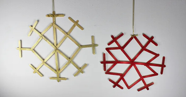 Best Out Of Waste Snowflake Wall Hanging Decoration Craft Using Popsicle Sticks