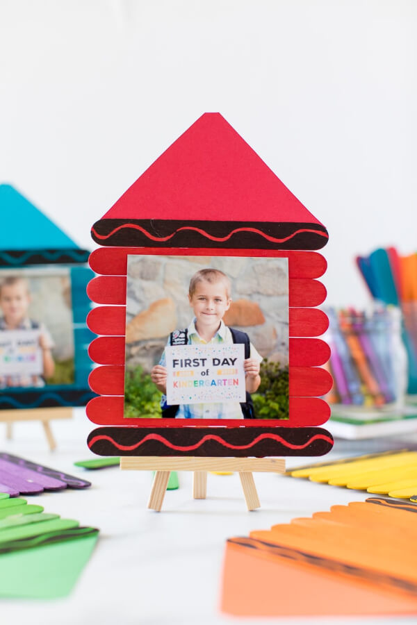 DIY First-Day School Frame Craft Ideas With Popsicle Stick
