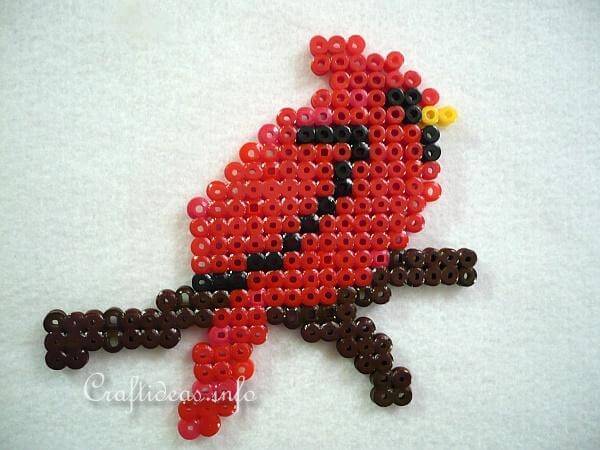 Adorable Wintery Cardinal Craft Idea Using Beads