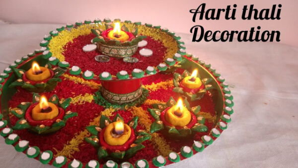 Colorful Arti Thali Decoration For Diwali