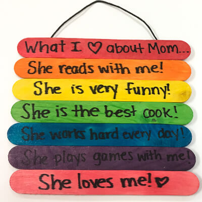 Colorful Craft Sticks Sign For Mom