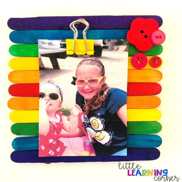 Colorful Picture Frame With Popsicle Sticks