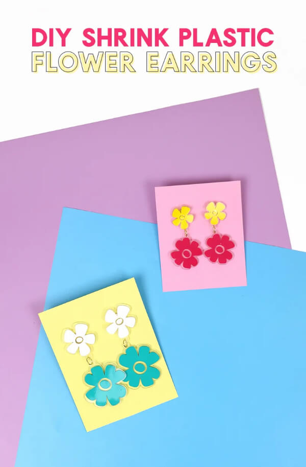 Crepe Paper/shrink Plastic Floral Earrings Craft 